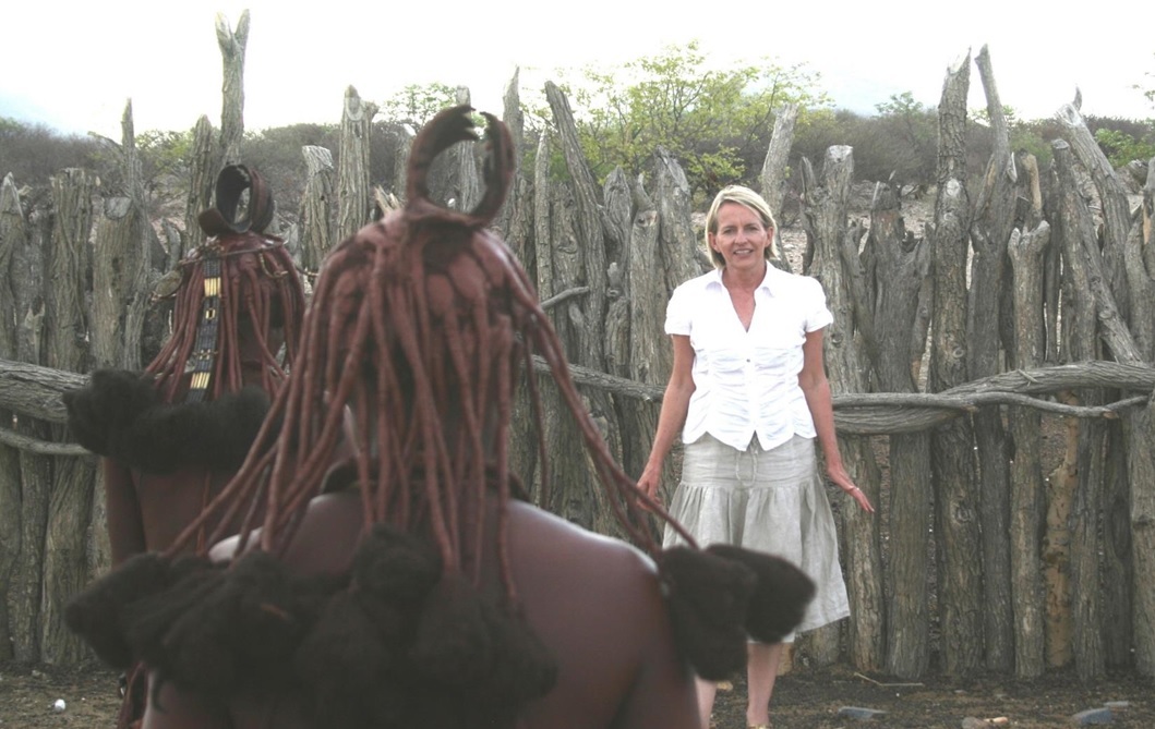 Bev Missing talking to some women of the Himba tribe