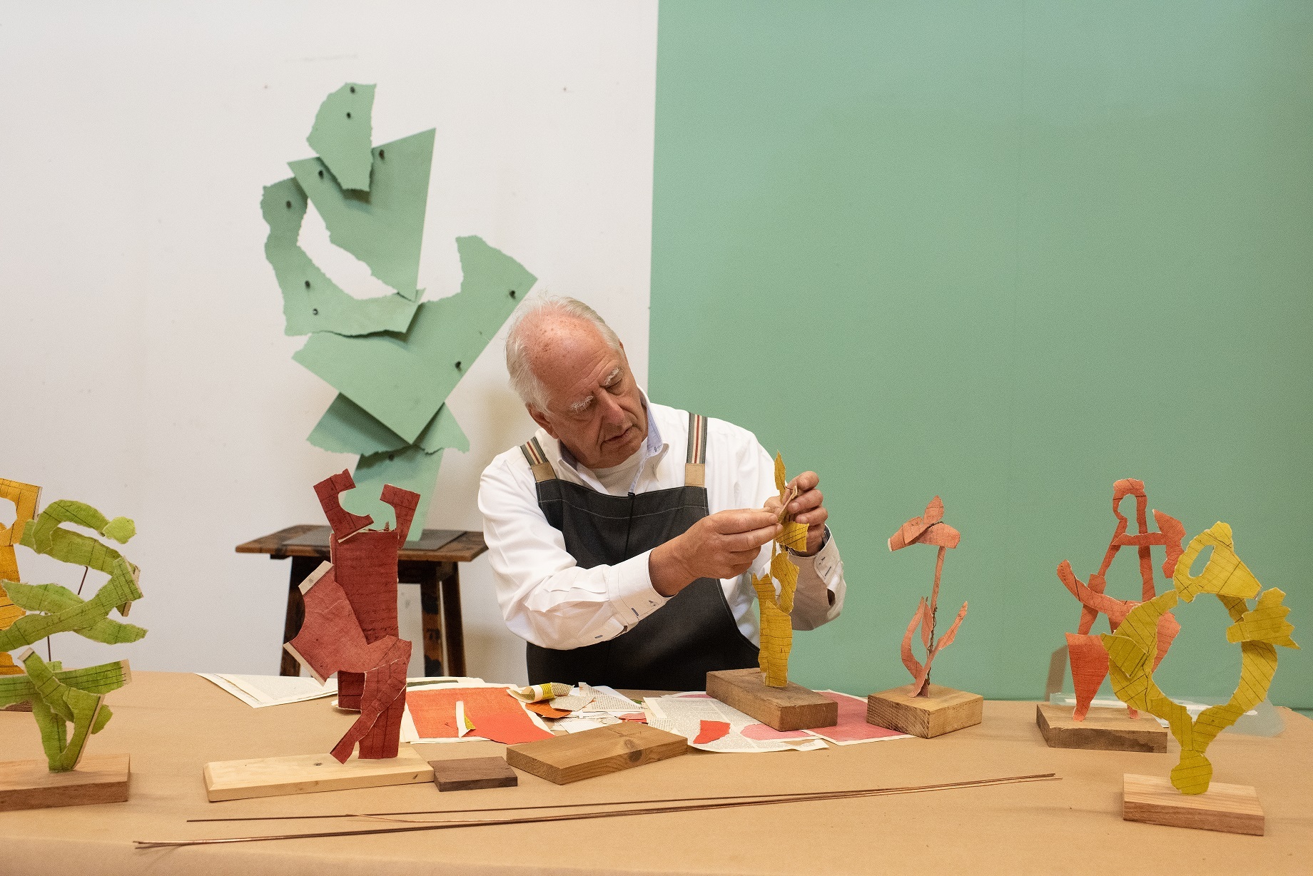 William Kentridge in his studio working on Paper Procession, Johannesburg, 2025. Image courtesy of Kentridge Studio, Photo Stella Olivier